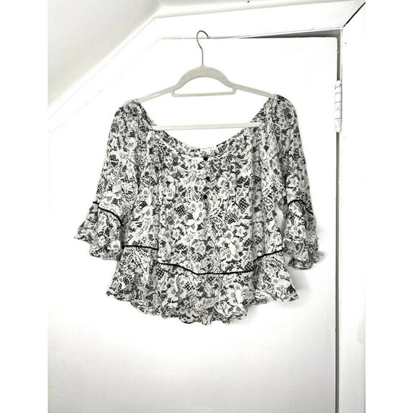 Poupette St Barth Eva V Print Mini Blouse one size MSRP $235 - Picture 9 of 9